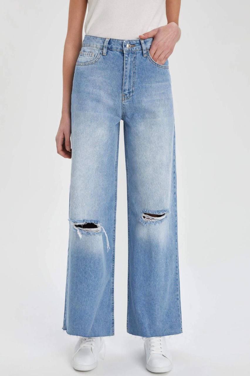 High-waisted Jeans Wide Leg Light Blue | Size 10-16y