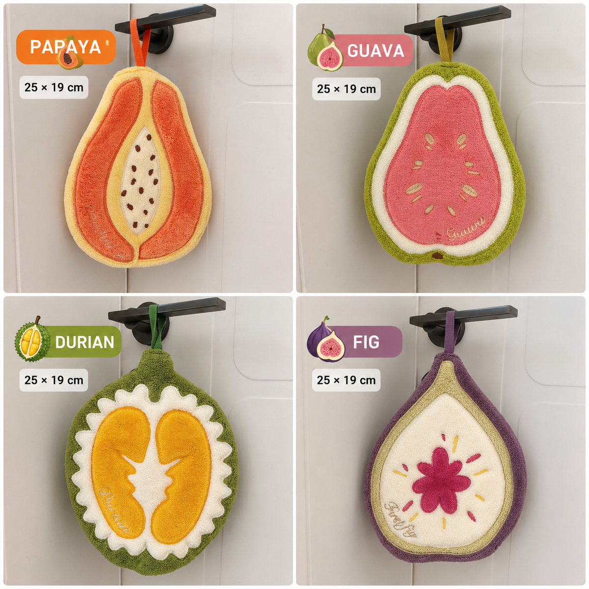 Cute Fruit Chenille Hanging Hand Towel – 25 × 19 cm