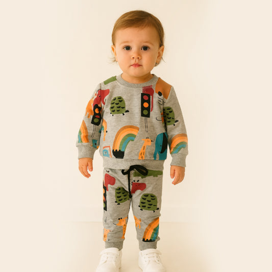 Animals Design Outfit For Boys 2pcs 9-12 months