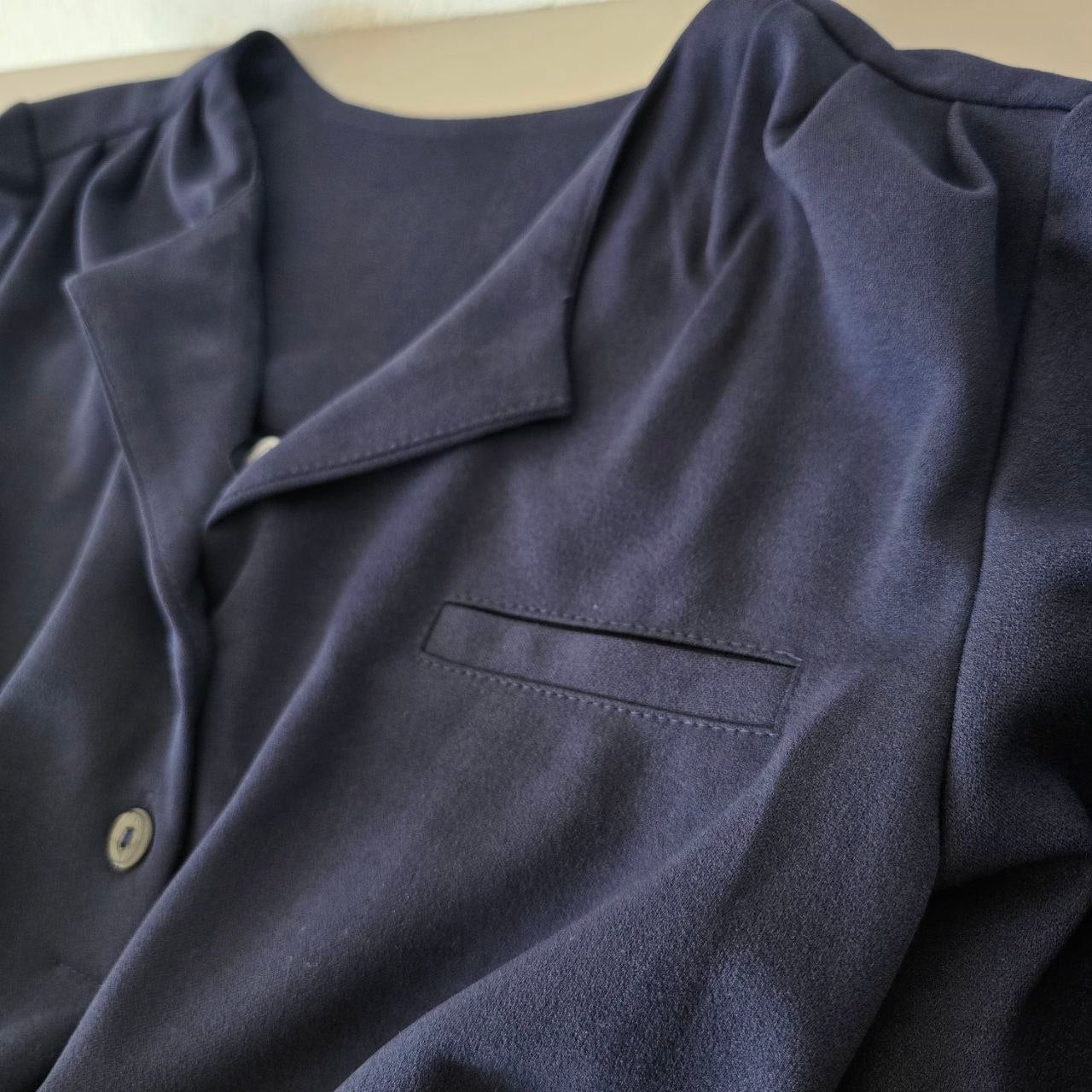 Elegant Navy Blue Midi Dress for Women | Size M