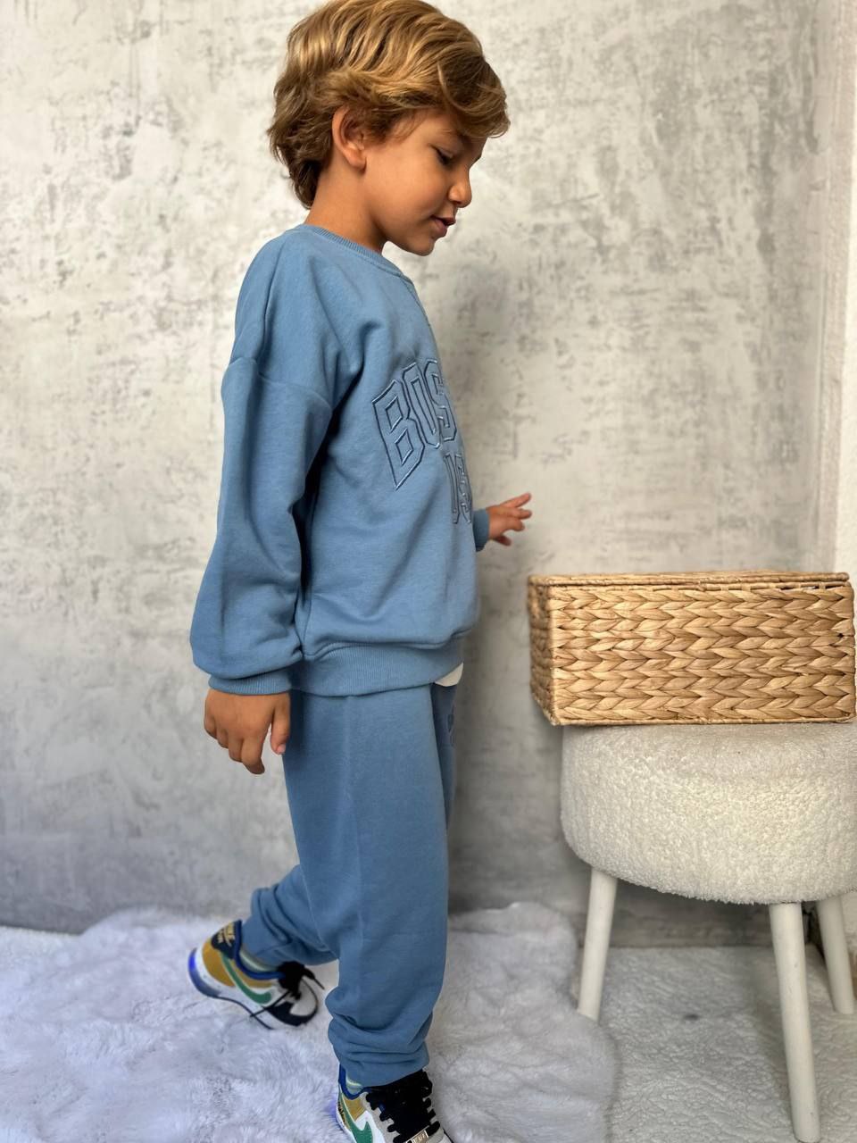 Blue Boston Outfit Cotton 100% 3-10y