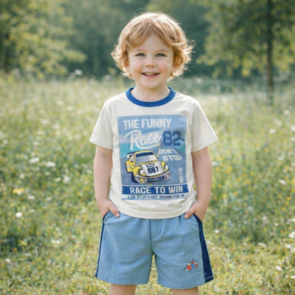 Boys Cotton Race Car – Soft Summer Outfit (12–18Month)