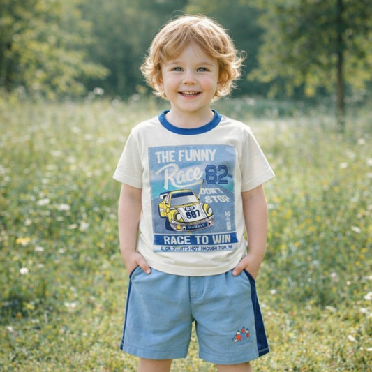 Boys Cotton Race Car – Soft Summer Outfit (12–18Month)