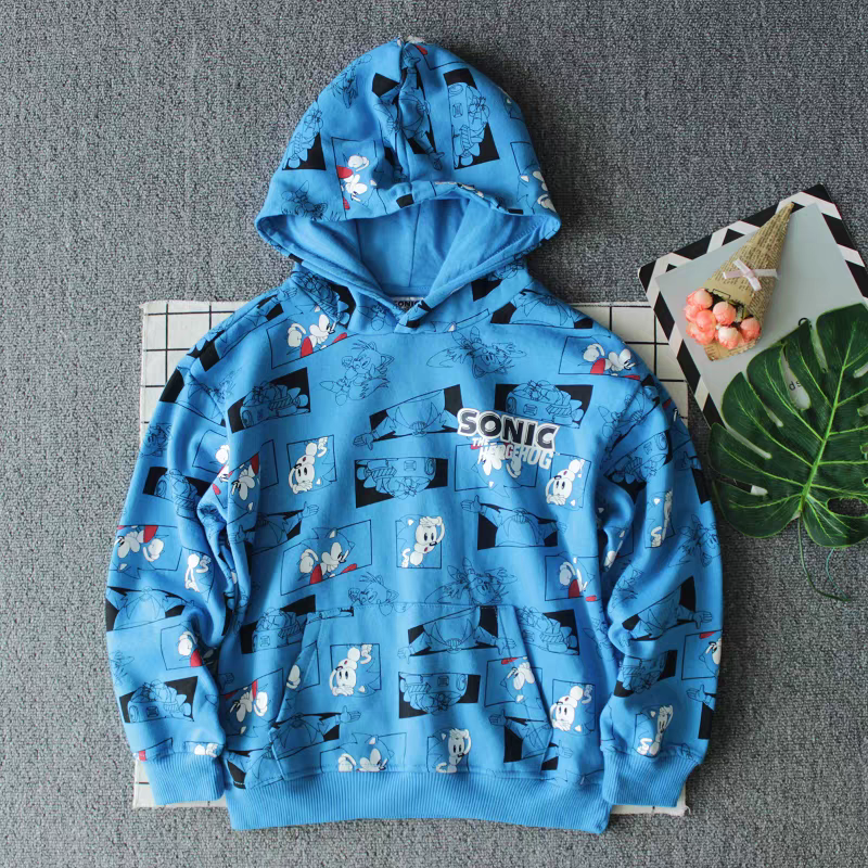 Light Hoodie With Fleece Sonic Design Size 6-7y