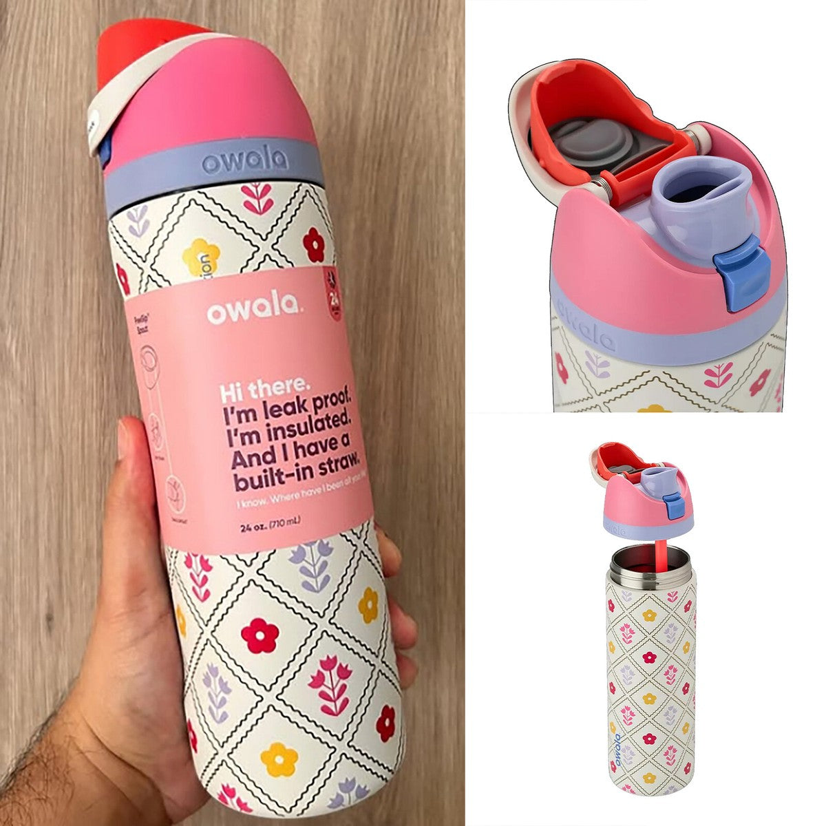 Owala Bottle Stainless Steel - Freesip Leak-proof | Garden Whimsy | 710-950ml