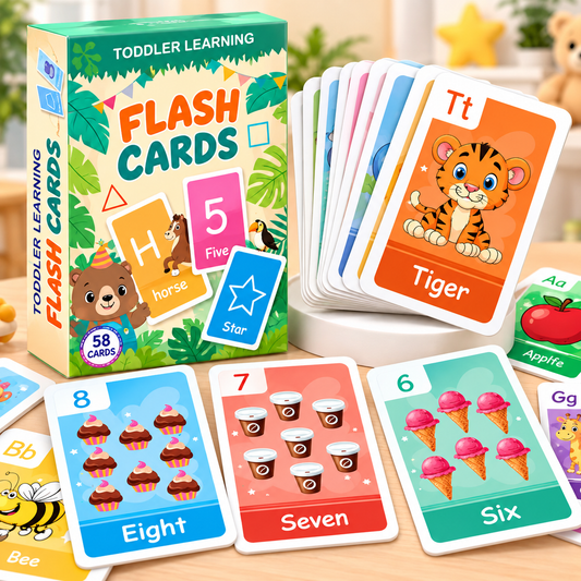 Toddler Learning Flash Cards – 58 Double-Sided Cards | 0–6 Years | Size 10.5×6.5×2.5cm