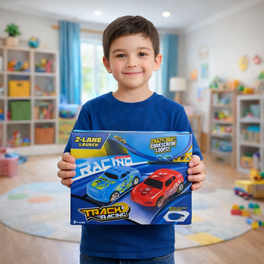 Track Racing 2-Lane Launch Car Track Set for Kids 3+