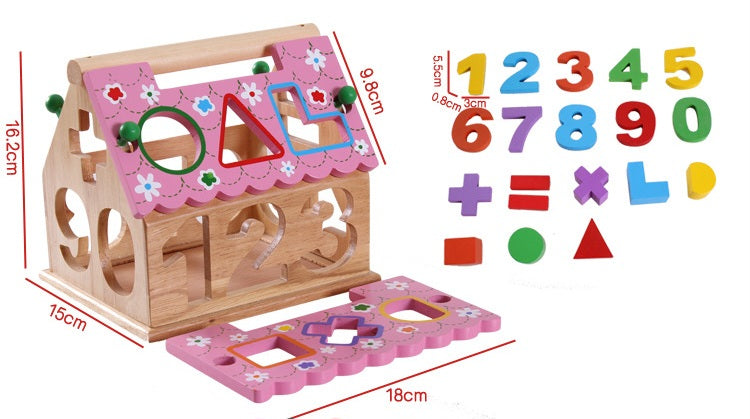 Wooden Educational Number & Shape Sorting House | 3+