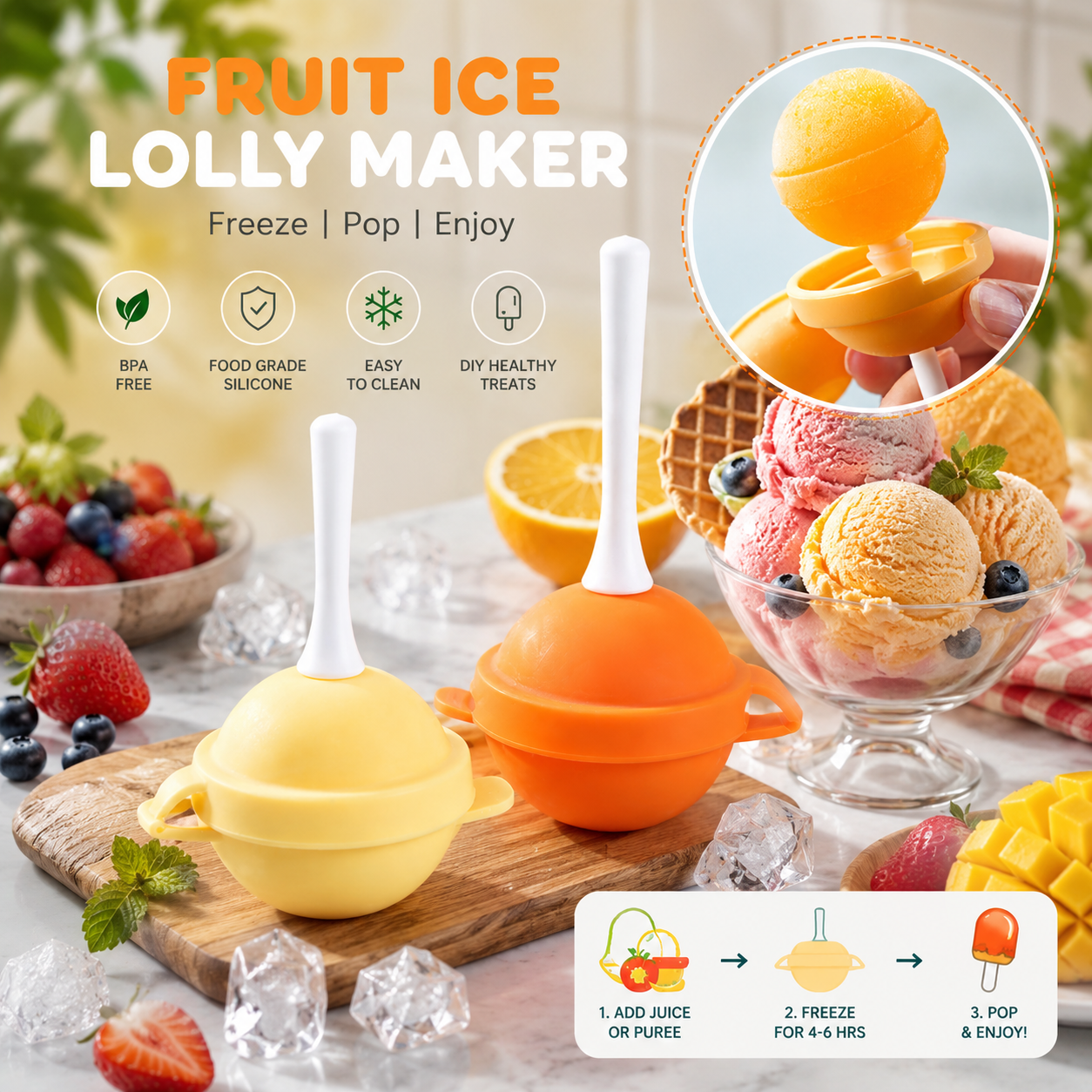 Ice Lollipop Mold Silicone Set - Icecream Pop