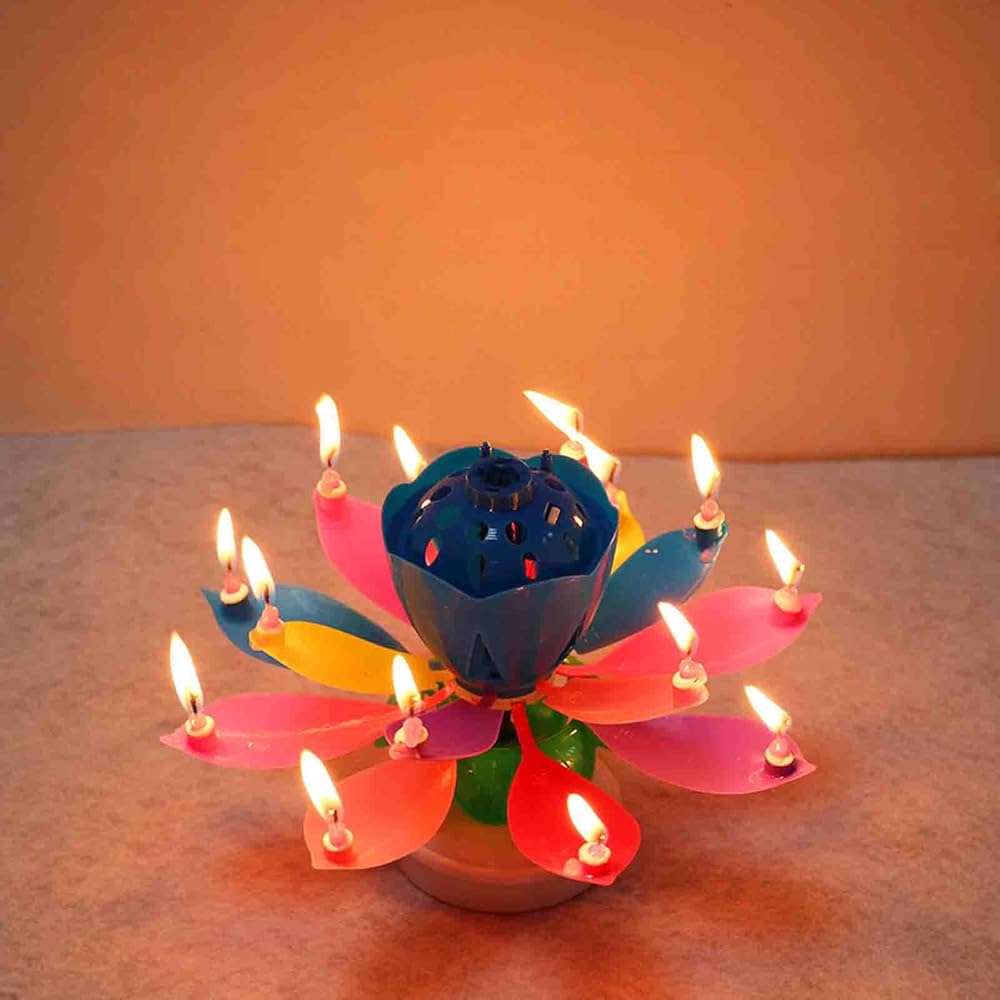 Musical Lotus Birthday Candle – Blooming Flower Cake Candle