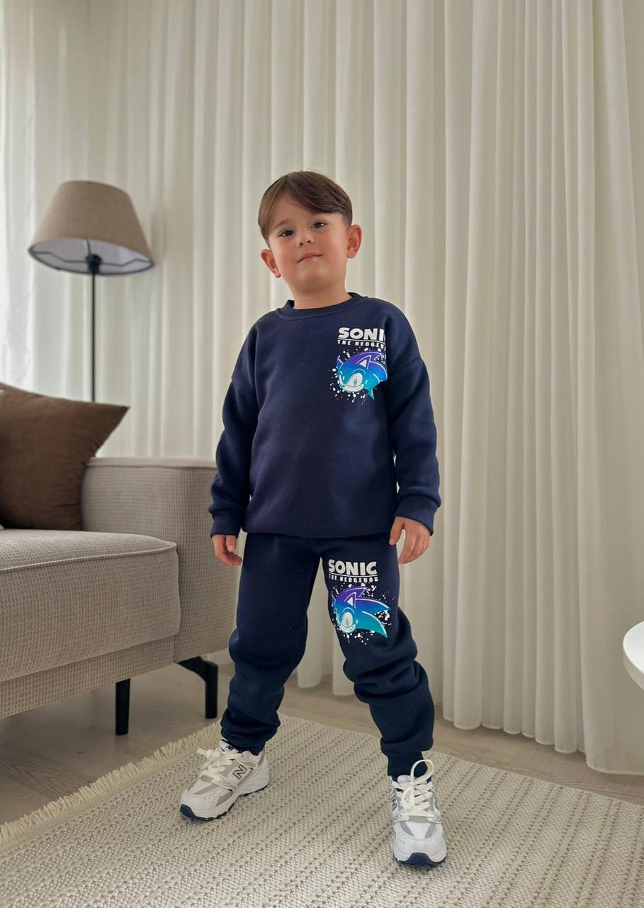 Outfit Warm With Fleece Sonic Design Size 3-10y