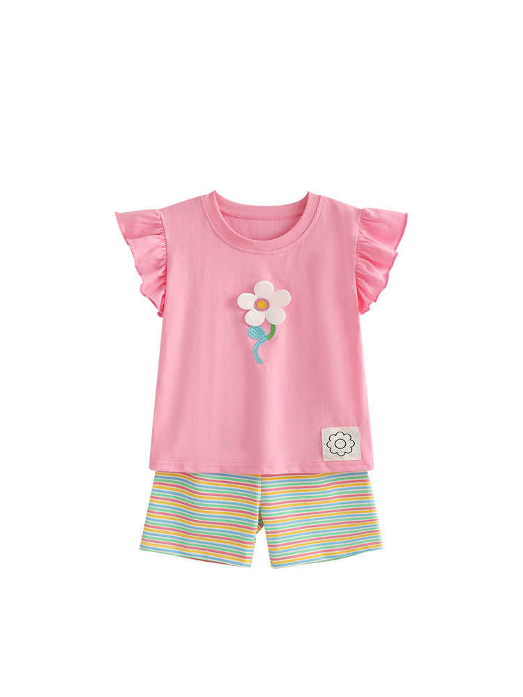 Girls Cotton Flower Set – Soft Summer Outfit (3–10Y)