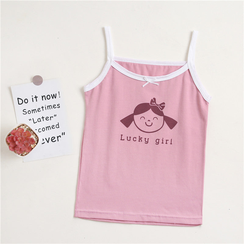 Girls Cotton Tank Tops (4 pcs) – Pink Dots | Size 2–10Y