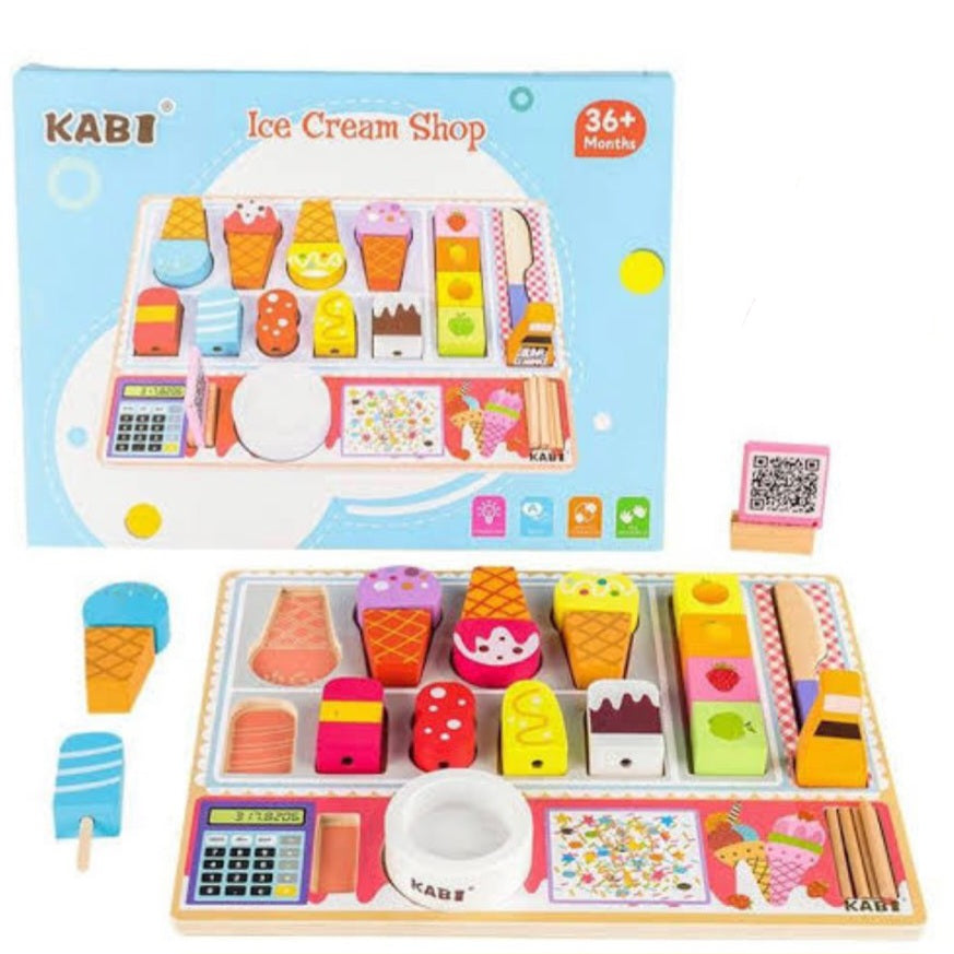 Wooden Ice Cream Shop Pretend Play Set  | 36M+