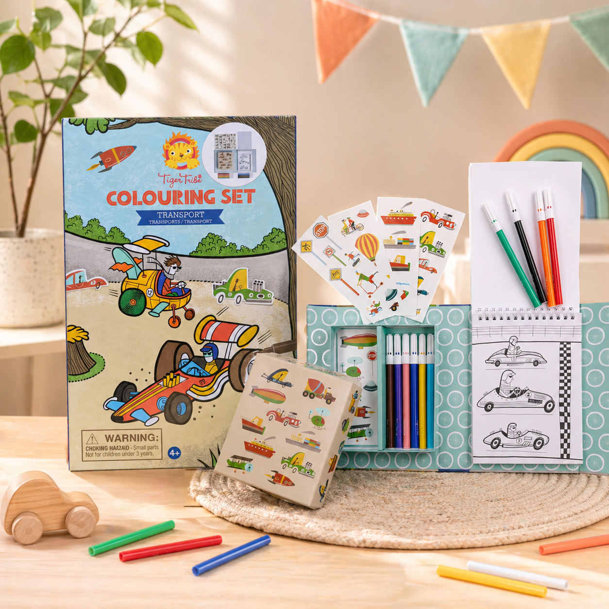Colouring Set - Transport | Tiger Tribe | Hard Cover | 4+