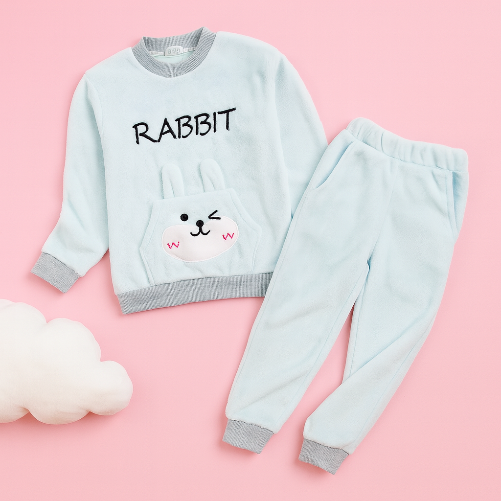 Warm Pijama For Boys And Girls  Rabbit Design Size 8y