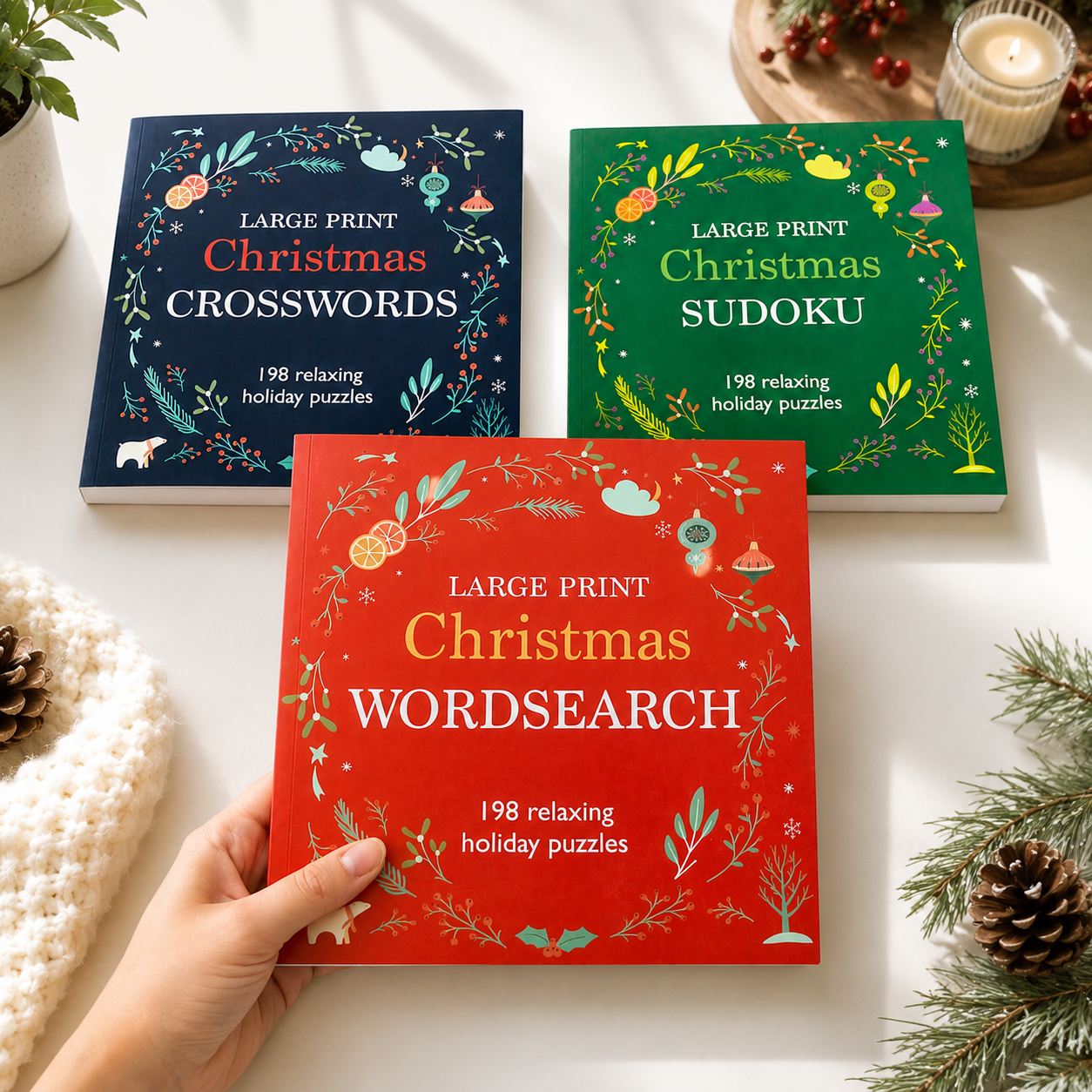 Large Print Christmas 198 Relaxing Holiday Puzzles | Soft Cover | 14+