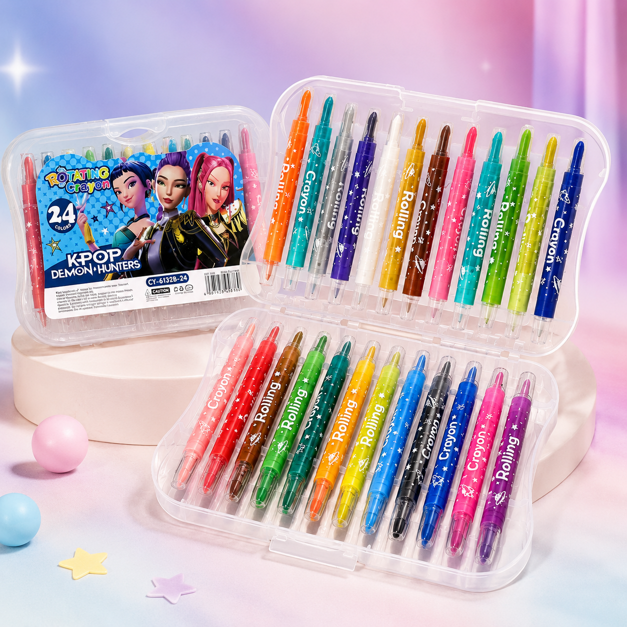 24-Color Twist-Up Crayon Set with Storage Case