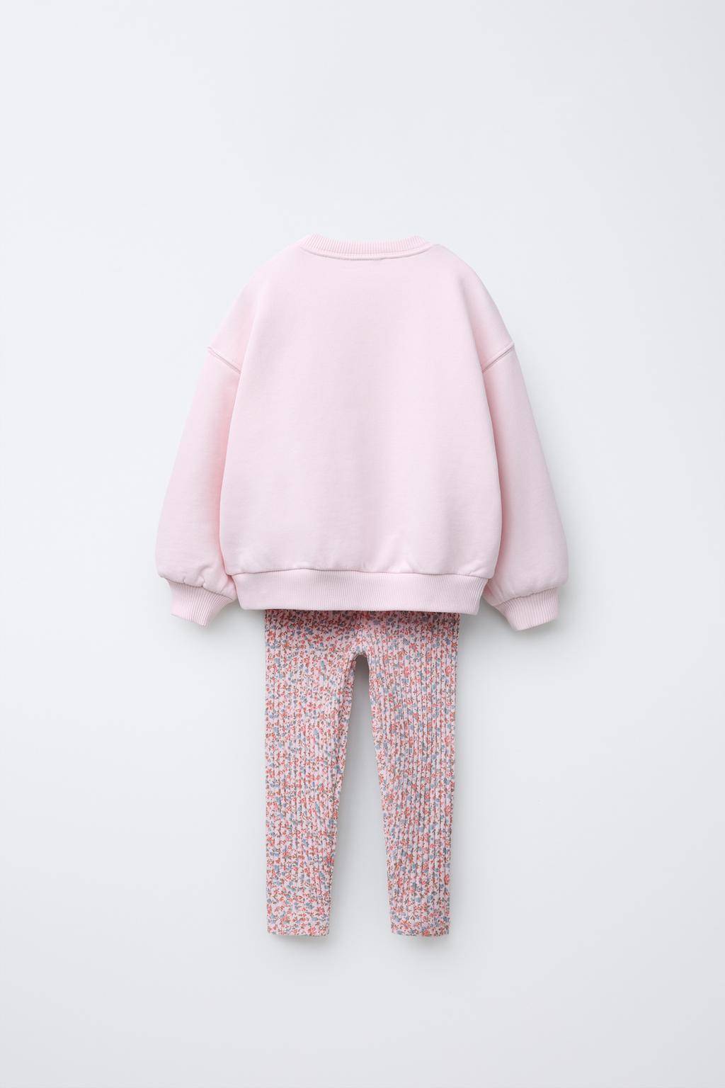 Pink Flowered Ribbon Outfit Cotton 2-7y