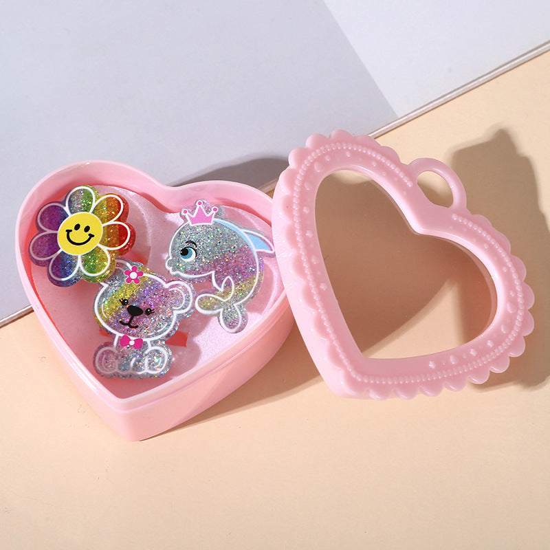 Girls Glitter Ring Set in Heart Gift Box 3 Designs | Ages 3+