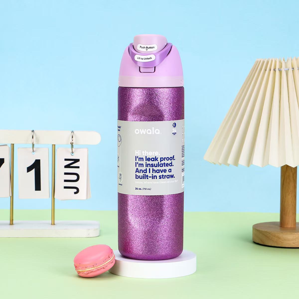 Owala Bottle Stainless Steel Free Sip Leak-proof Purple Shine 710-950ml