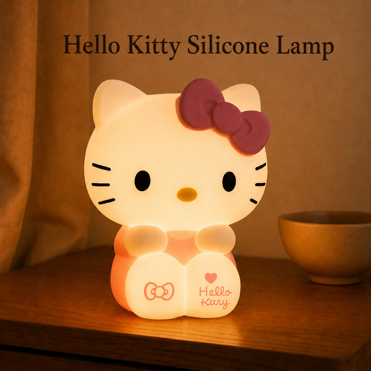 Helo Kitty Silicone Lamp - Patting Night Light | Usb Rechargeable | 3+