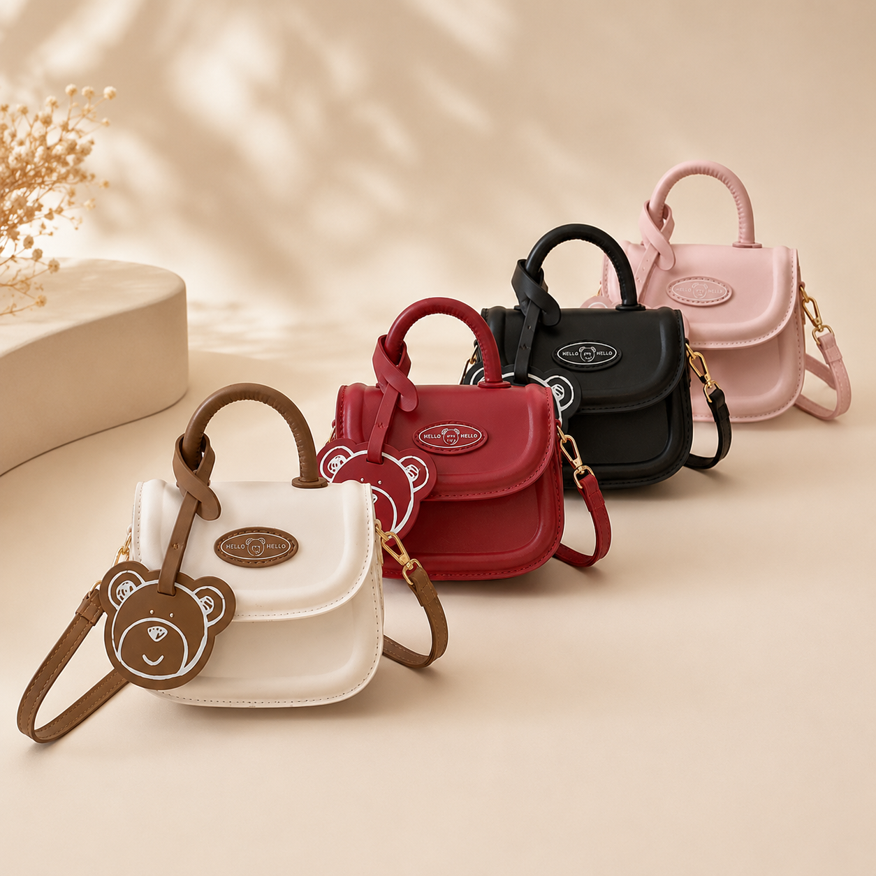 Cute Bear Mini Crossbody Bag for Girls – 4 Colors Available