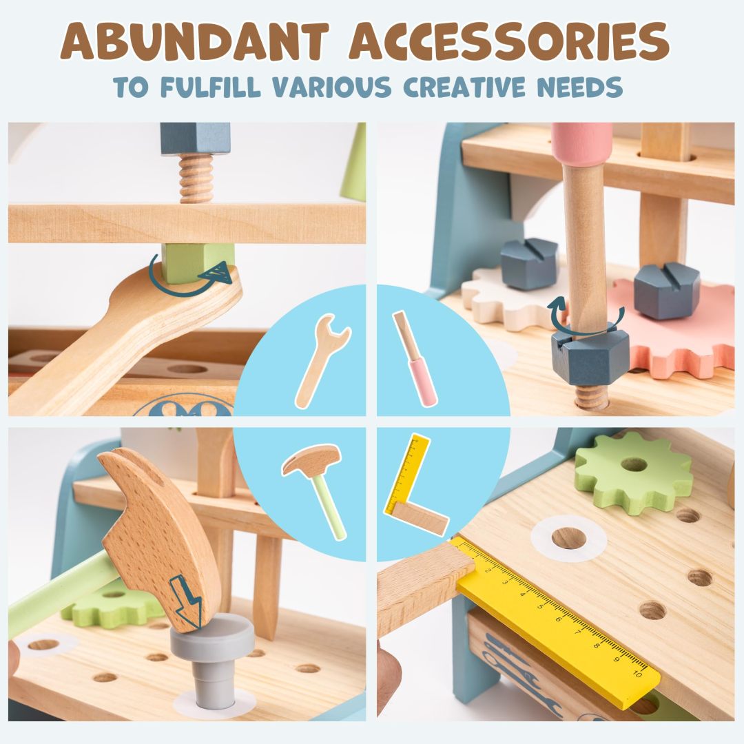 Wooden Montessori Mini Tool Bench / Age 3+
