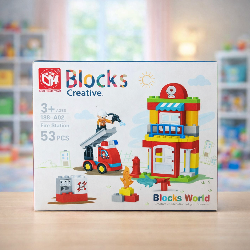 Blocks Creative Fire Station Building Set – 53 Pieces
