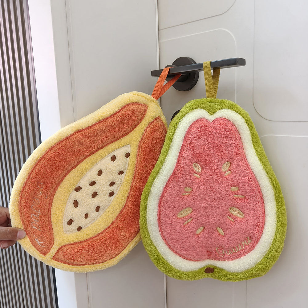 Cute Fruit Chenille Hanging Hand Towel – 25 × 19 cm