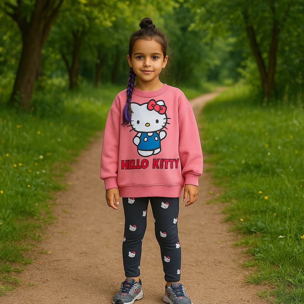 Outfit Cotton Set Hello Kitty Design Size 2-8y
