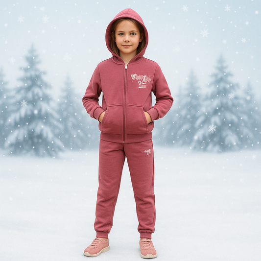 Warm Outfit With Fleece Wine Color Size 10-11y