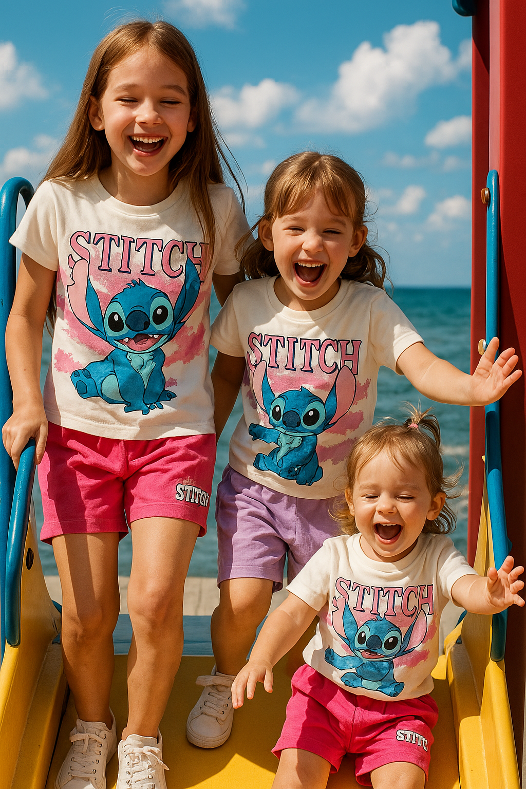 Outfit For Girls Stitch Design Set Of 2 Pcs Size 3-10y