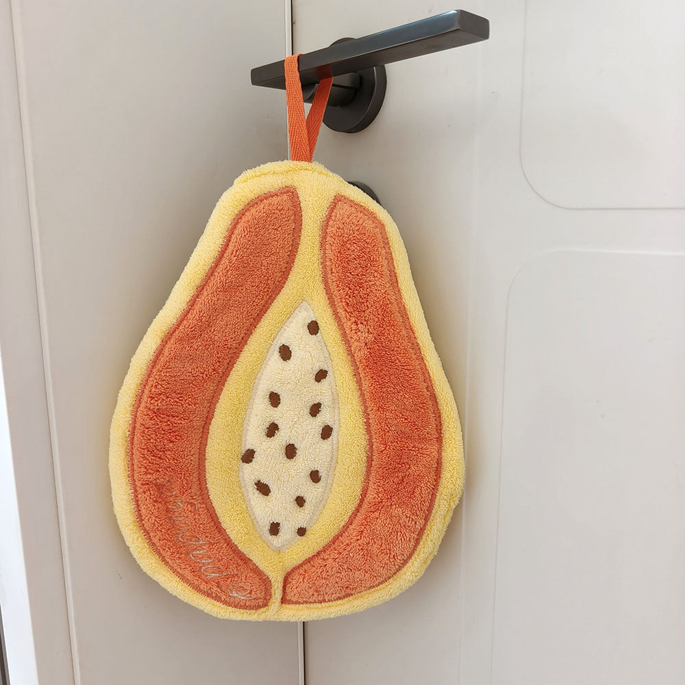 Cute Fruit Chenille Hanging Hand Towel – 25 × 19 cm