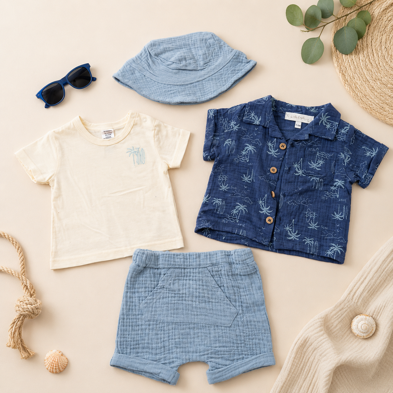 Baby Boy Summer Outfit Set 5pcs | Size 0-9M