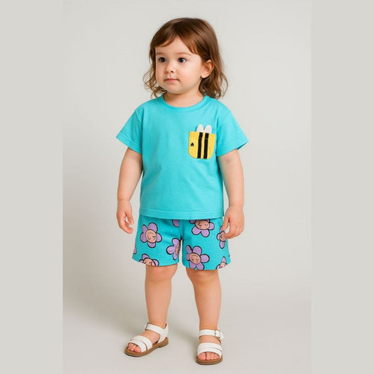 .Girls Bee&Flower Design cotton 100% Size1-8y