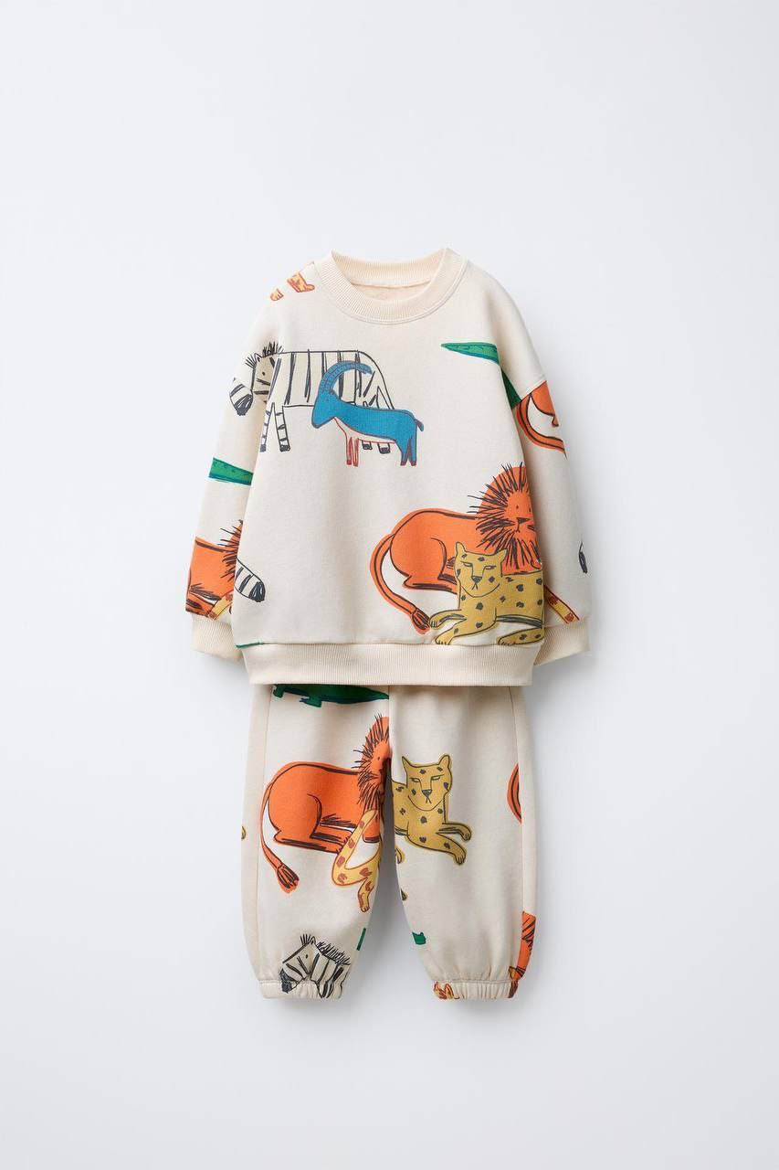 Outfit Cotton Animals Design Size 2-8y