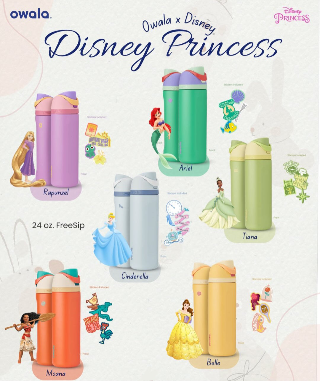 Owala Stainless Steel FreeSip Leak-proof Disney Princess Collection | 710ml