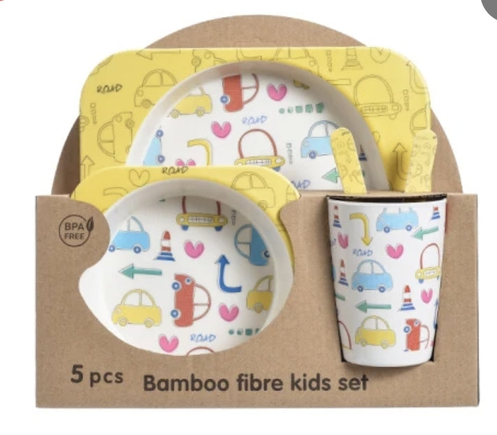 Set Kids Dinnerware Set - Children Dishes 100% Bamboo Fiber