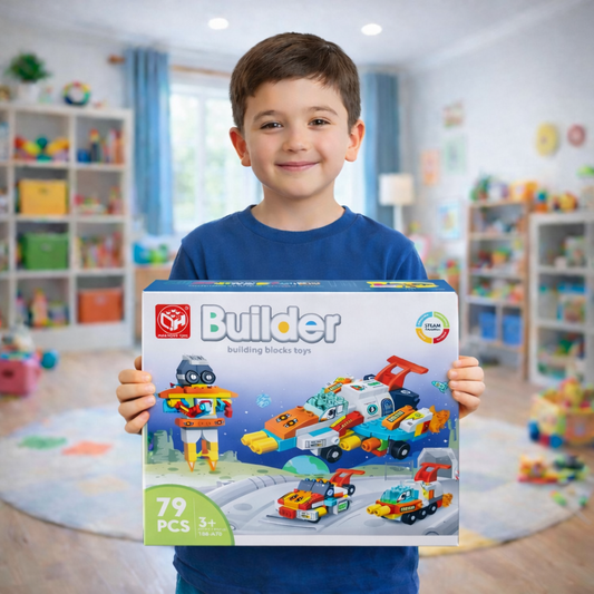Builder Space Vehicle Building Blocks Set – 79 Pieces