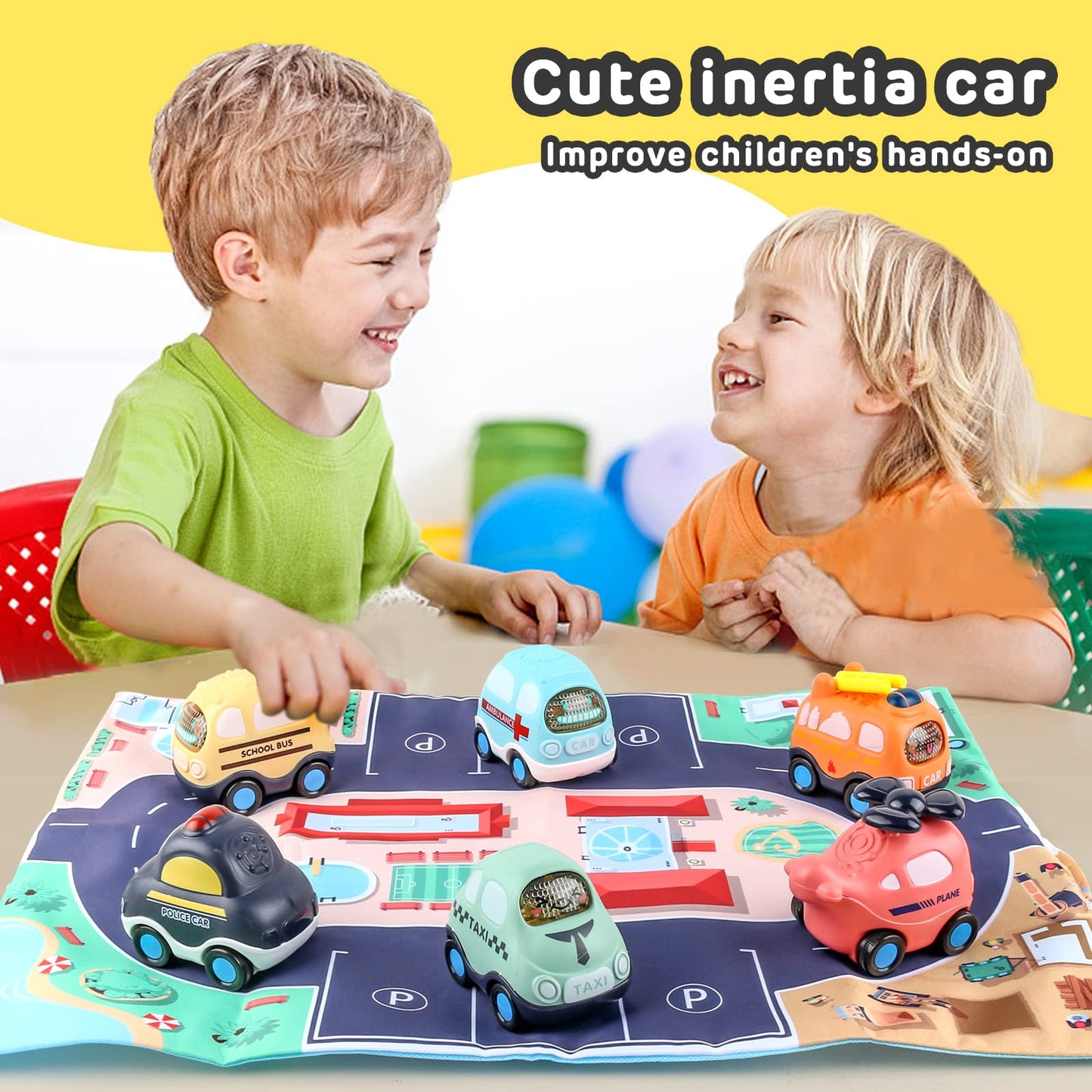 Baby Toy Car Set 6 Cars With Street Mat Bag