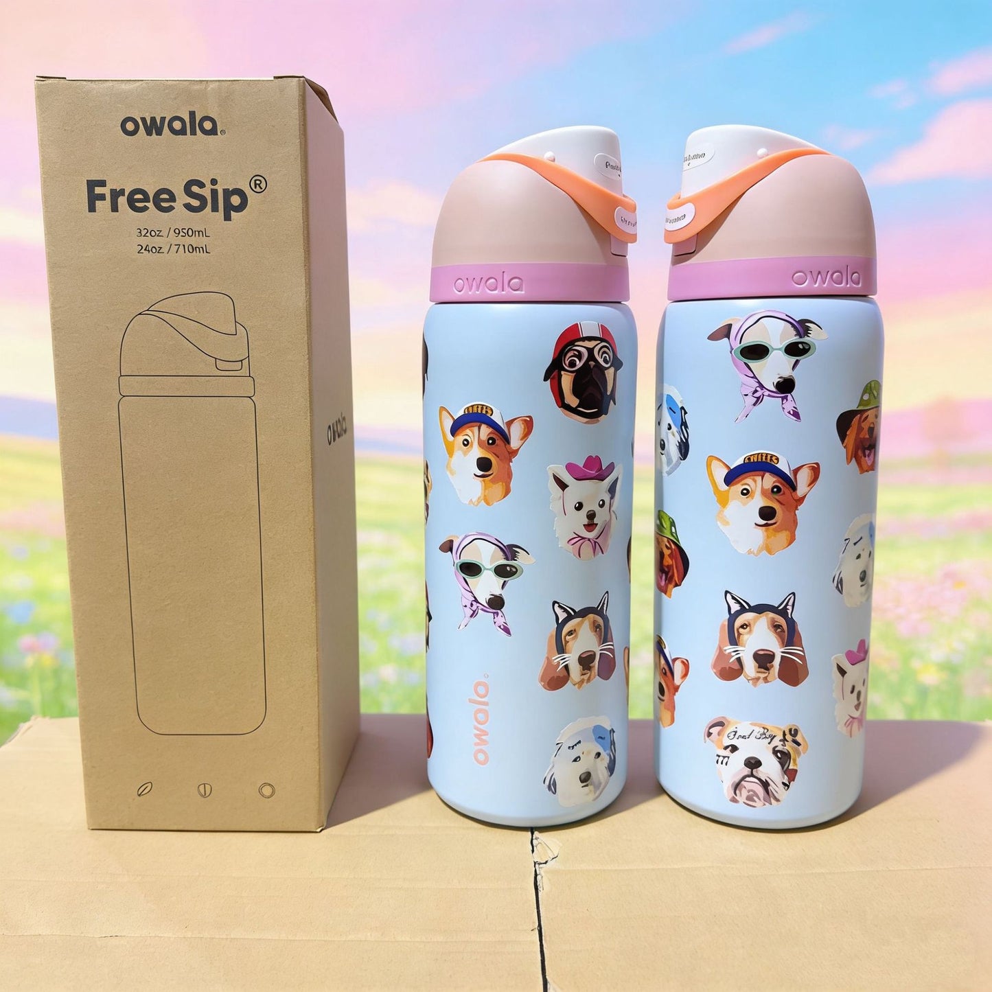 Owala Bottle Stainless Steel FreeSip Leak-proof | Dog Collage | 950ml