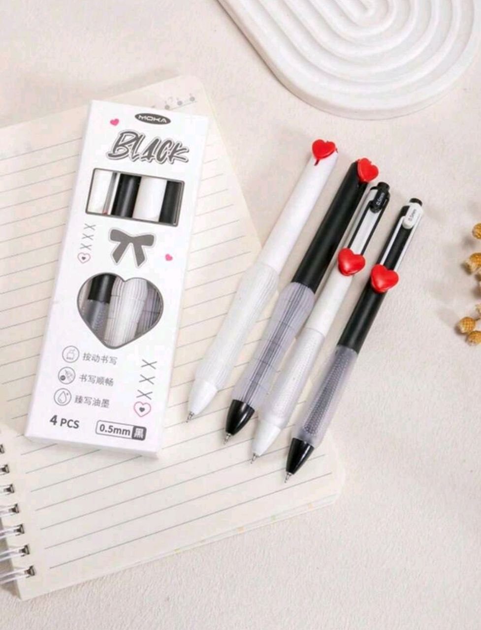 Heart Design Pen Pack Of 4 Pcs 0.5mm