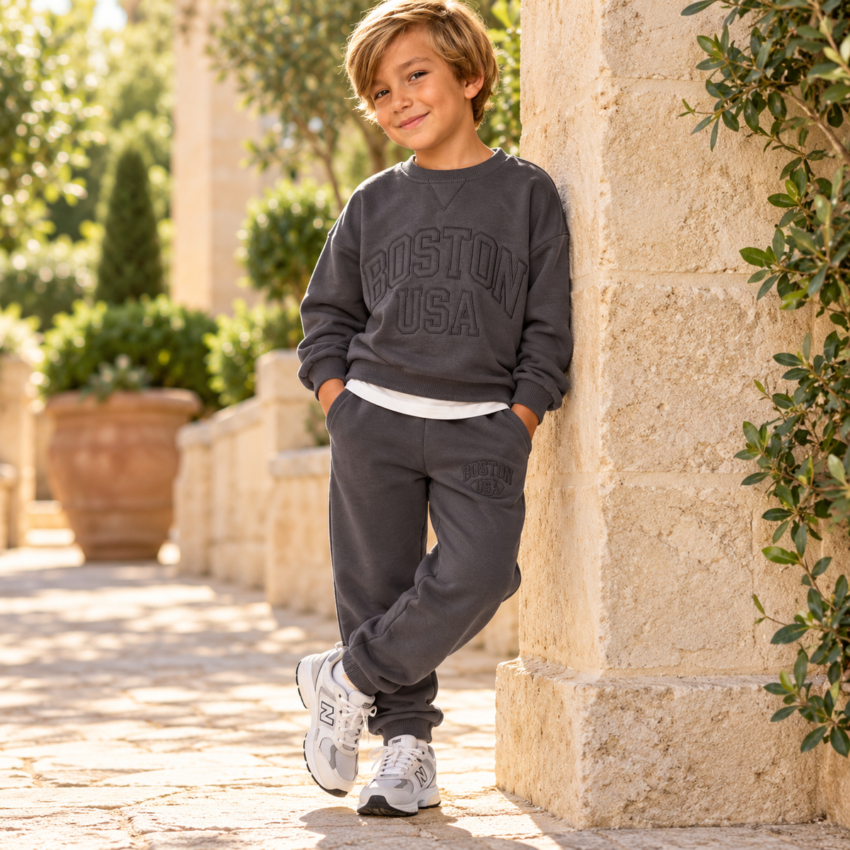 Boys’ Grey Boston 2-Piece Outfit | 5-6Y