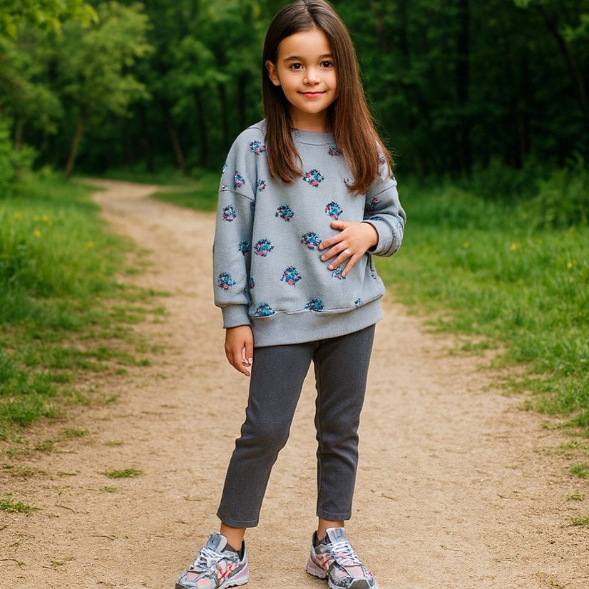 Outfit Cotton Set Flowers Design Size 2-8y