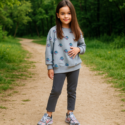 Outfit Cotton Set Flowers Design Size 2-8y