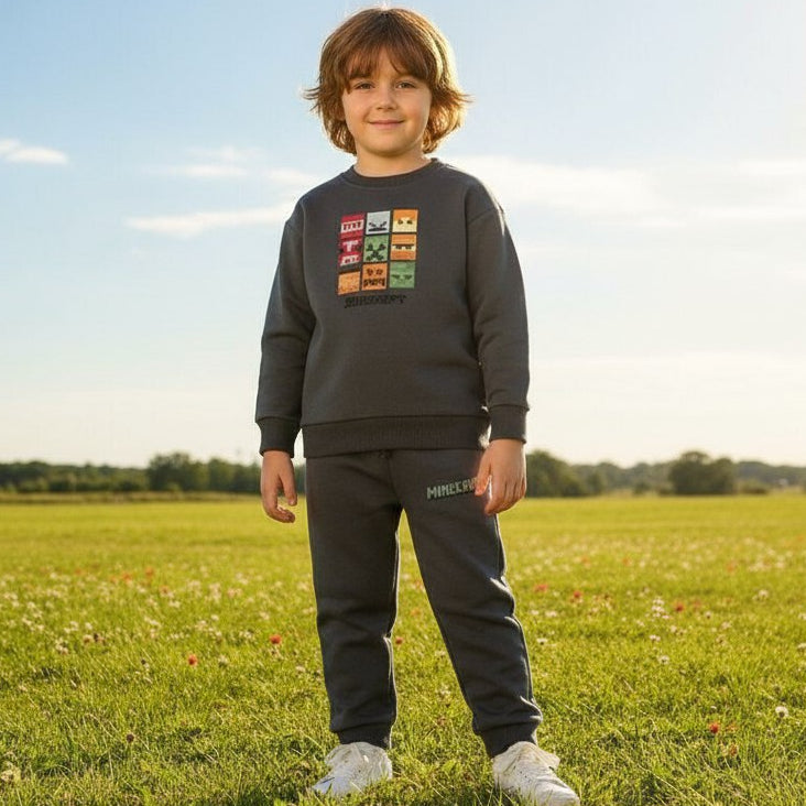 Dark Grey Outfit Minecraft Cotton Size 3-10y