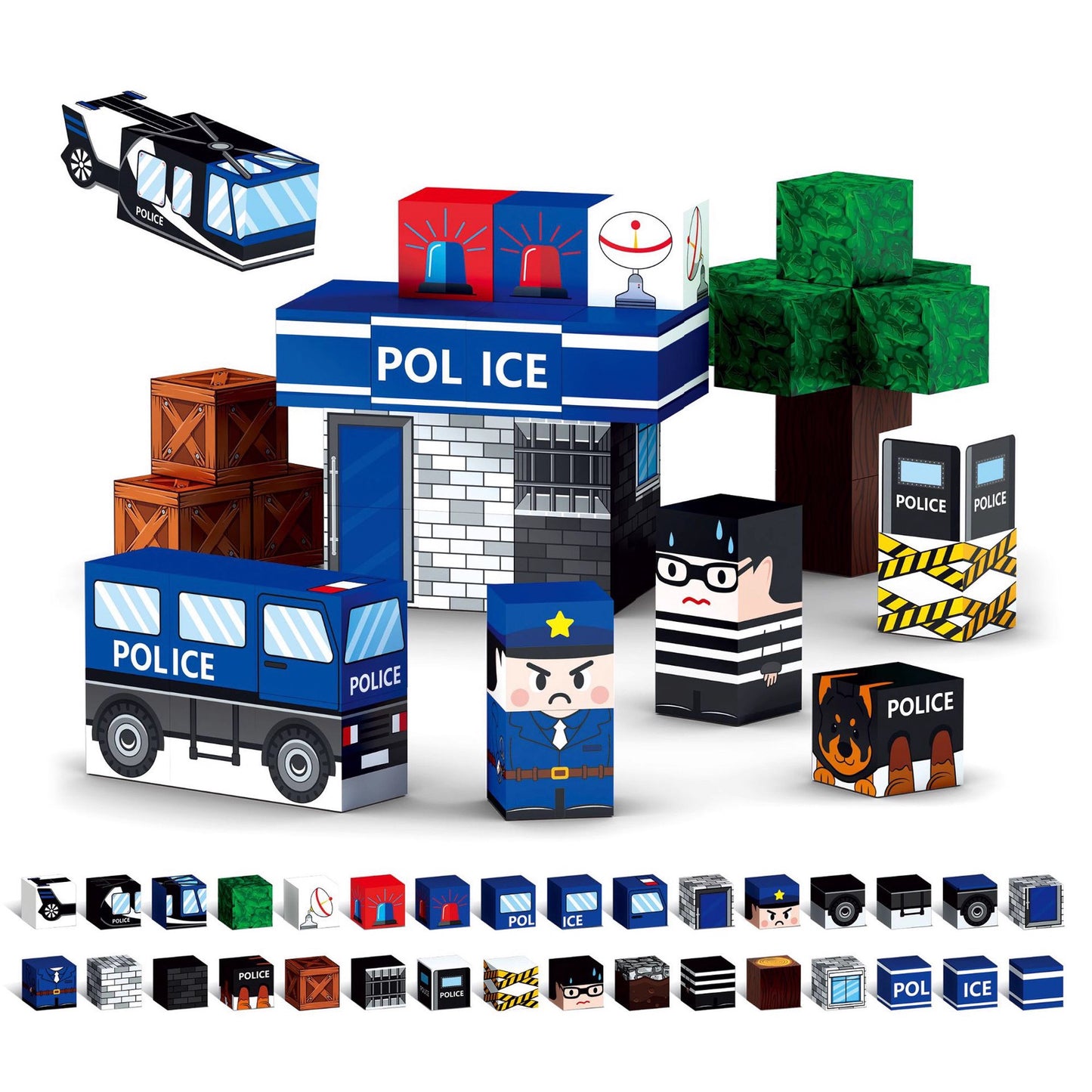 Magnetic Building Blocks | 50-100Pcs | Engineering-Police | 6+