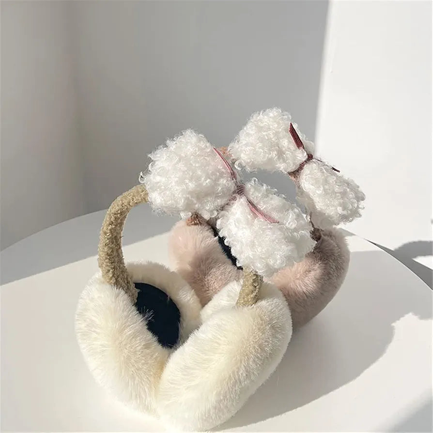 Plush bow winter earmuffs