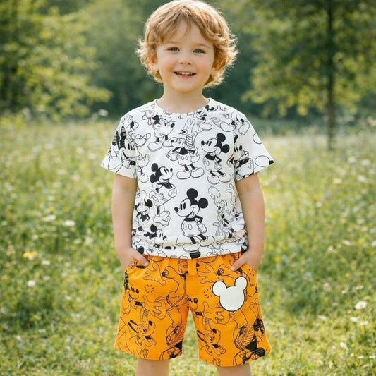 Boys Cotton Mickey Mouse – Soft Summer Outfit | Size 2-8y